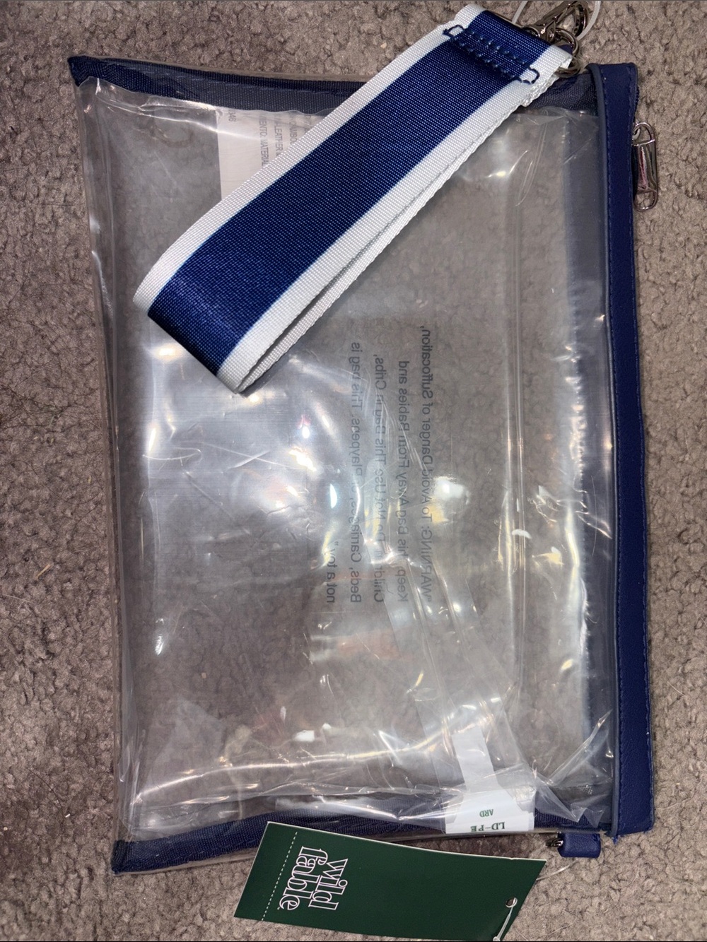 wild fable Clear Toiletry Pouch with Navy Trim and Striped Wrist Strap